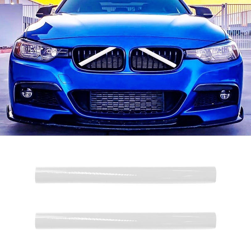 SHSBSCAR إدخالات شبكة M-Sport V Brace مع شرائط تزيين، متوافقة مع BMW 3/4 Series F30 F32 320 328i 330 335 428 435 تزيين شبكة أمامية (أبيض-F30) - Image 1